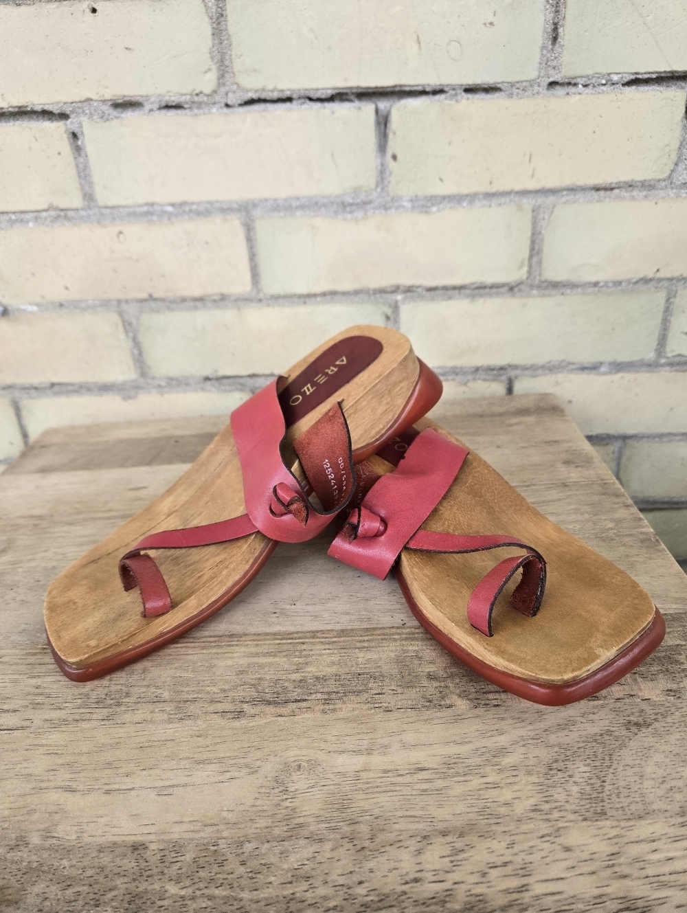Arezzo Wood & Leather Sandals - Picture 9 of 9